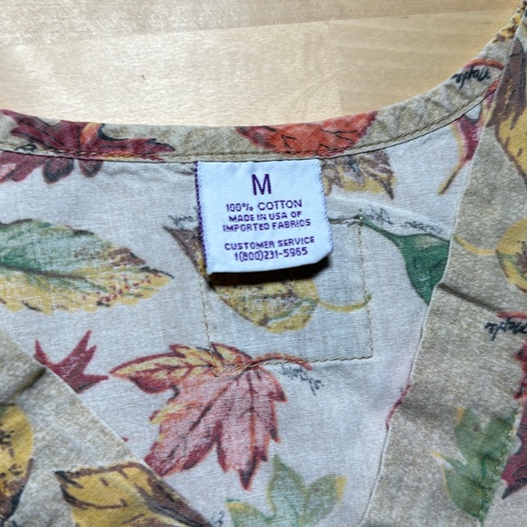 S.C.R.U.B.S. Tan Autumn Leaves Patterned Scrub Top - Picture 5 of 5